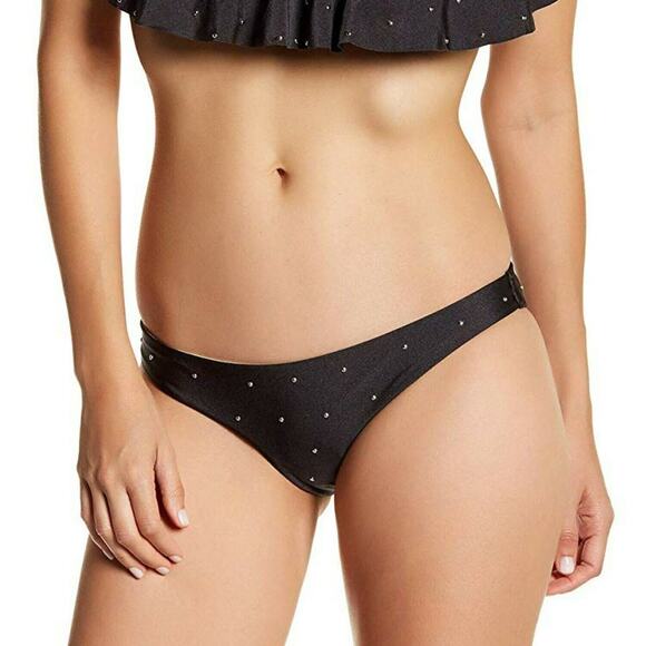 AMUSE SOCIETY Eliza micro stud cheeky swim bikini bottom in charcoal Size L NEW - Picture 7 of 7